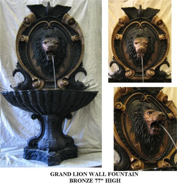 Estate size lion head water fountain perfect for indoor or outdoor